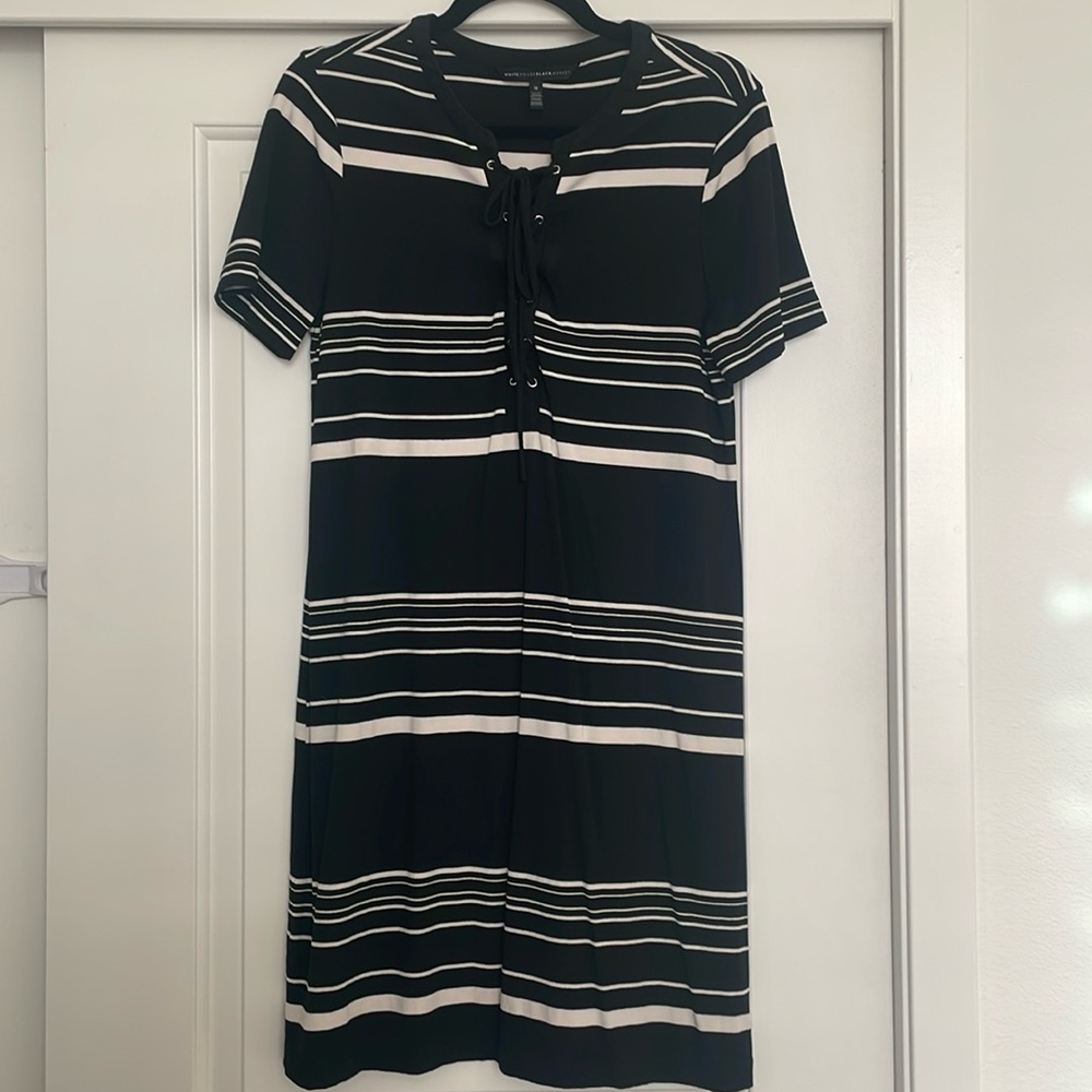White House black market white and black striped t shirt dress